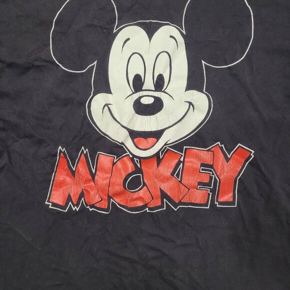 Vintage Mickey Mouse T-shirt Mens OSFA Size L-XL Black Disney USA - Picture 2 of 4